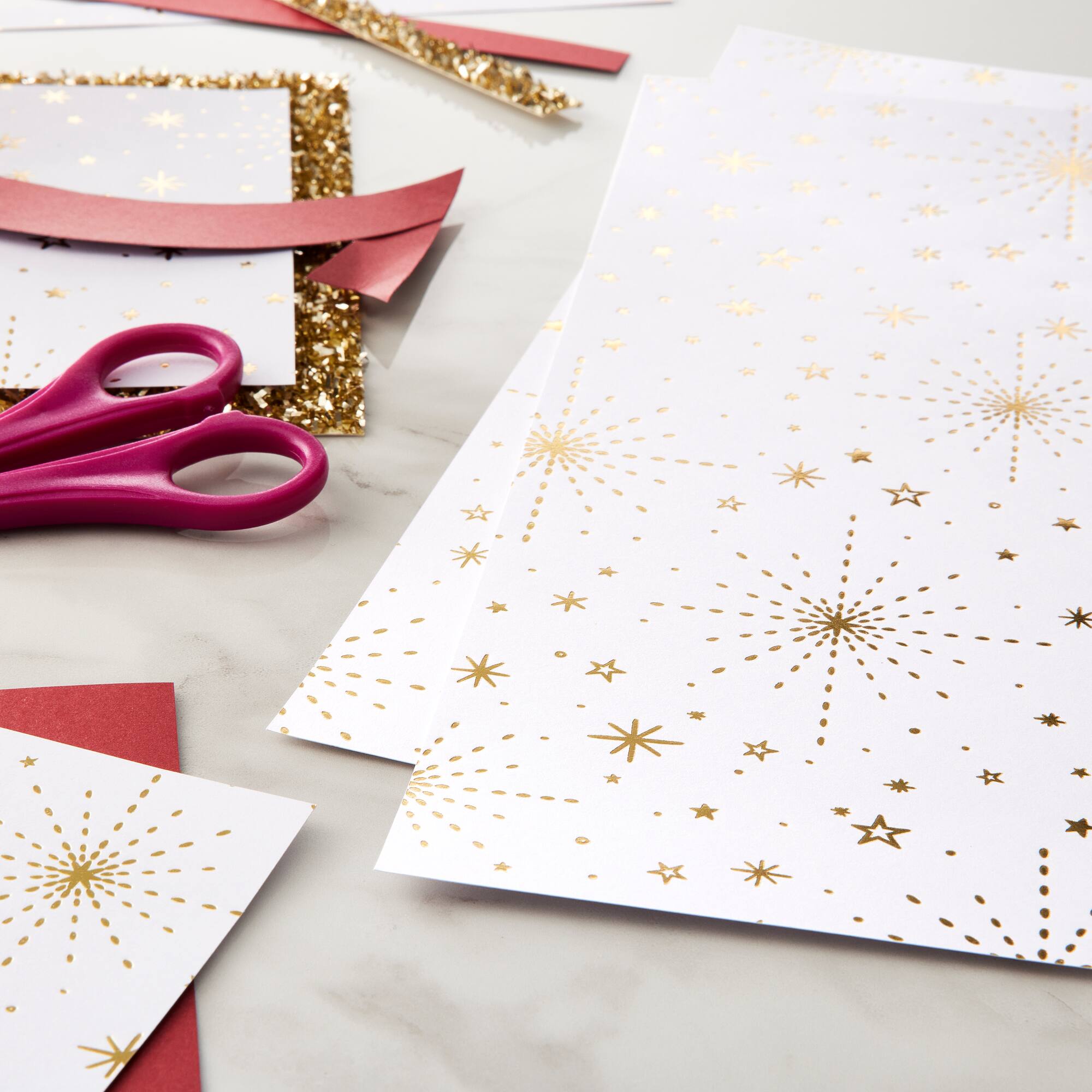 24 Pack: White & Gold Star Cardstock Paper by Recollections™, 12" x 12"